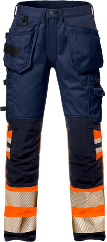 Výstražné dámské pracovní strečové kalhoty tř. 1 2709 PLU Velikost: 40, Barva: Hi-Vis Orange/Navy