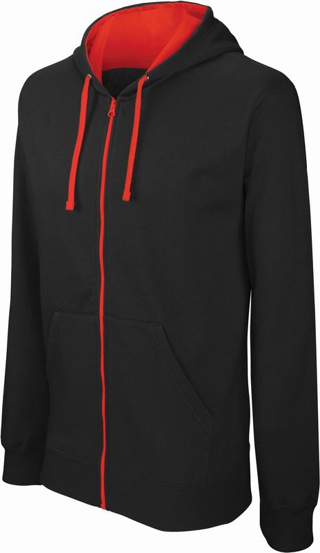 Pánská mikina s kontrastní kapucí Contrast Hooded Sweatshirt Velikost: M, Barva: black/red, Rozměr: 71,50/55