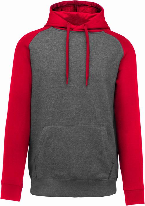 Mikina unisex Adult two-tone hooded sweatshirt Velikost: L, Barva: Grey Heather/Sporty Red, Rozměr: 74/58