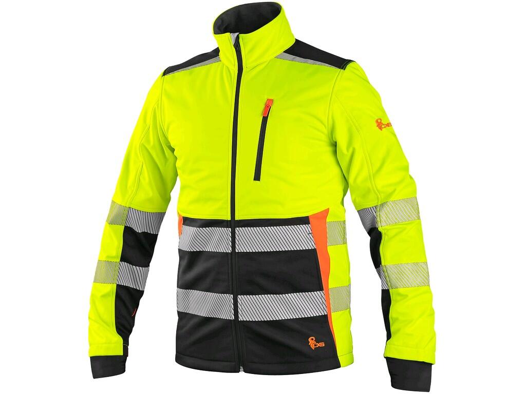 Bunda CXS BENSON, výstražná, softshell, pánská, žluto-černá Velikost: 2XL