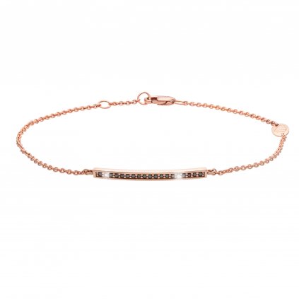 Náramek Linea z růžového zlata s černými diamanty.