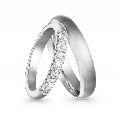 Snubní prsteny Mr&Mrs 01 z bílého zlata s diamanty