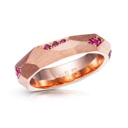 Snubní prsten Ruben z růžového zlata s rubíny
