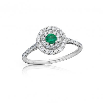 Zlatý prsten Erica s diamanty a smaragdem