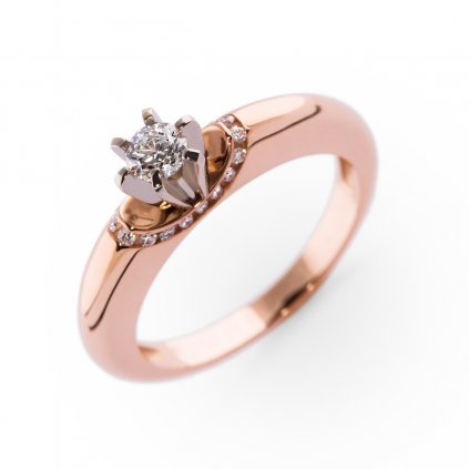 prsten Angela S z růžového zlata s diamanty