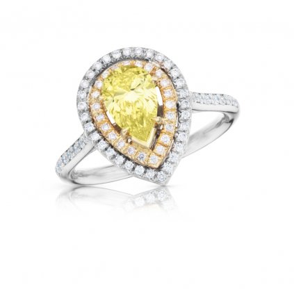 Prsten Azalea ze žlutého zlata s diamanty