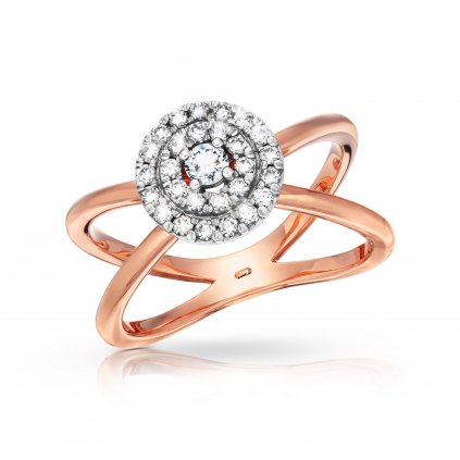 Prsten Stella z růžového zlata s diamanty