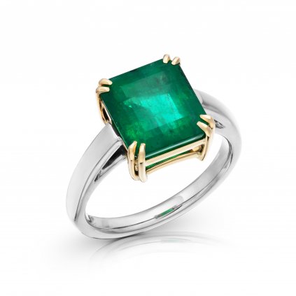 Prsten Emeralda z bílého zlata