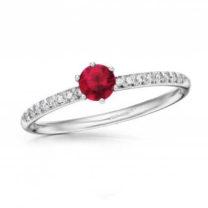 Prsten Red Star z bílého zlata s rubínem a diamanty