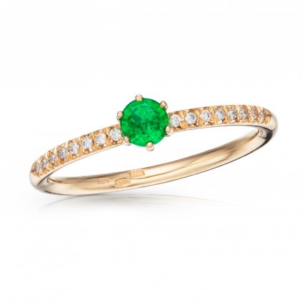 Prsten Green Star ze žlutého zlata se smaragdem a diamanty