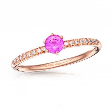 Prsten Pink Star z růžového zlata se safírem a diamanty