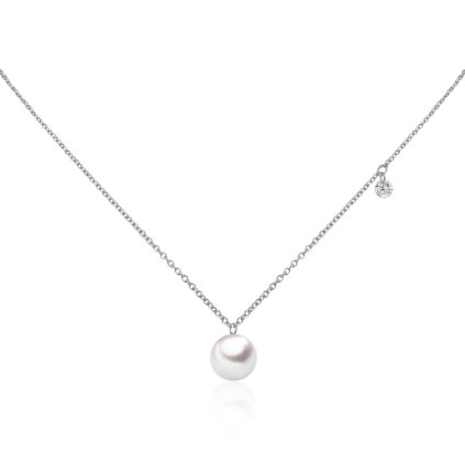 náhrdelník z bílého zlata s perlou a diamatem