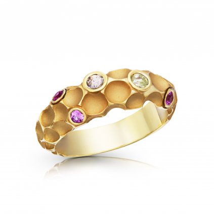 Gold ring Virginia with rubies and diamonds