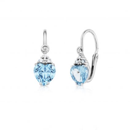 Zlaté dětské náušnice Little Blue Heart s diamanty