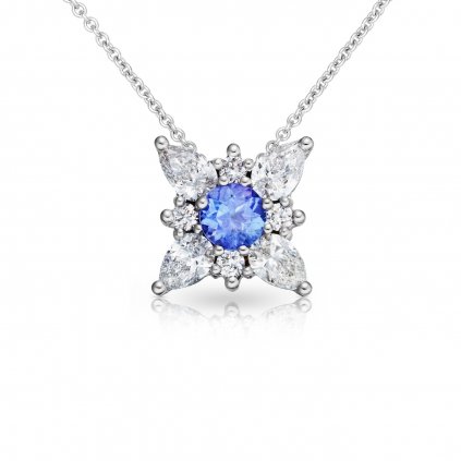 Necklace Marpessa made of white gold with diamonds and tanzanite