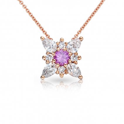 Necklace Marpessa made of rose gold with diamonds and sapphire