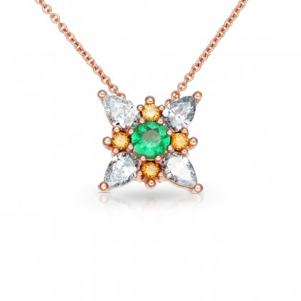 Zlatý náhrdelník Marpessa s diamanty a smaragdem