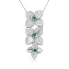 Náhrdelník Lilly z bílého zlata s diamanty a smaragdy