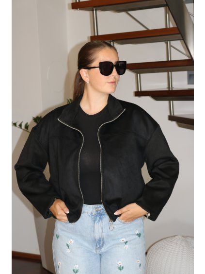 SUEDE Bunda černá