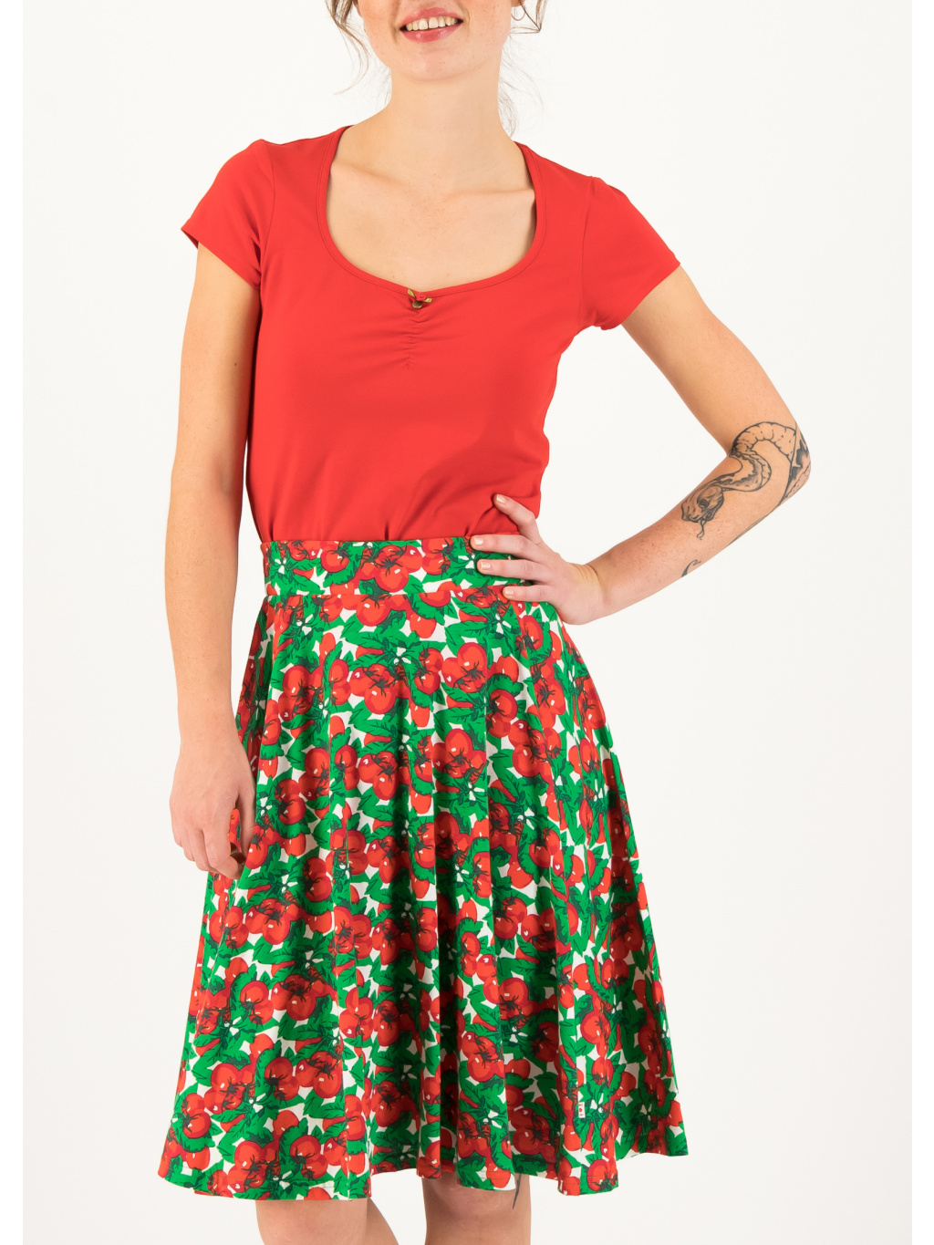 Kolová letní sukně z bio bavlny Blutsgeschwister Cherry caprese - Berlin  Boutique