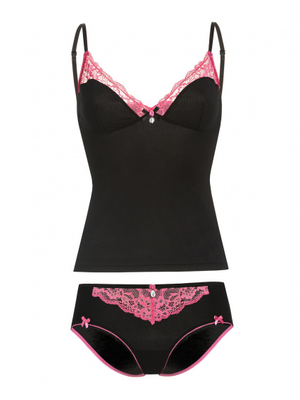 Sugar Ladies – černo/růžový set dámského spodního prádla Vive Maria