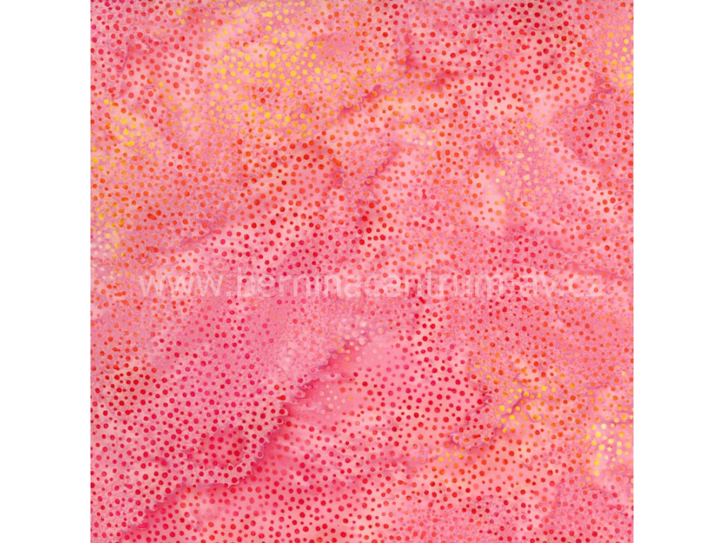 Hoffman 3019-057 bali batika puntík růžová bavlněná látka patchwork