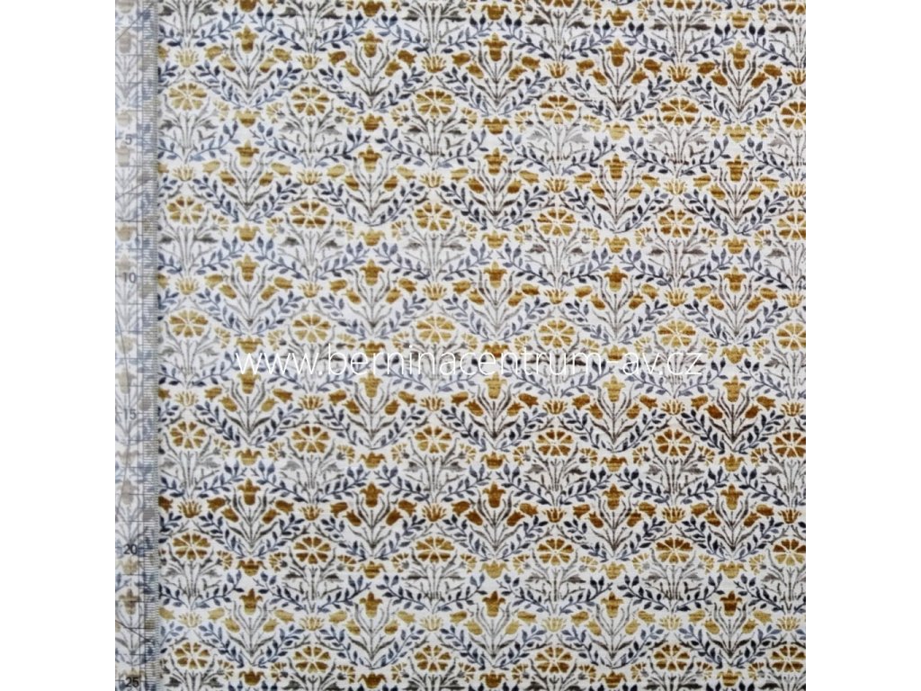 William Morris Montagu Bellflowers fawn vícebarevná bavlněná látka patchwork