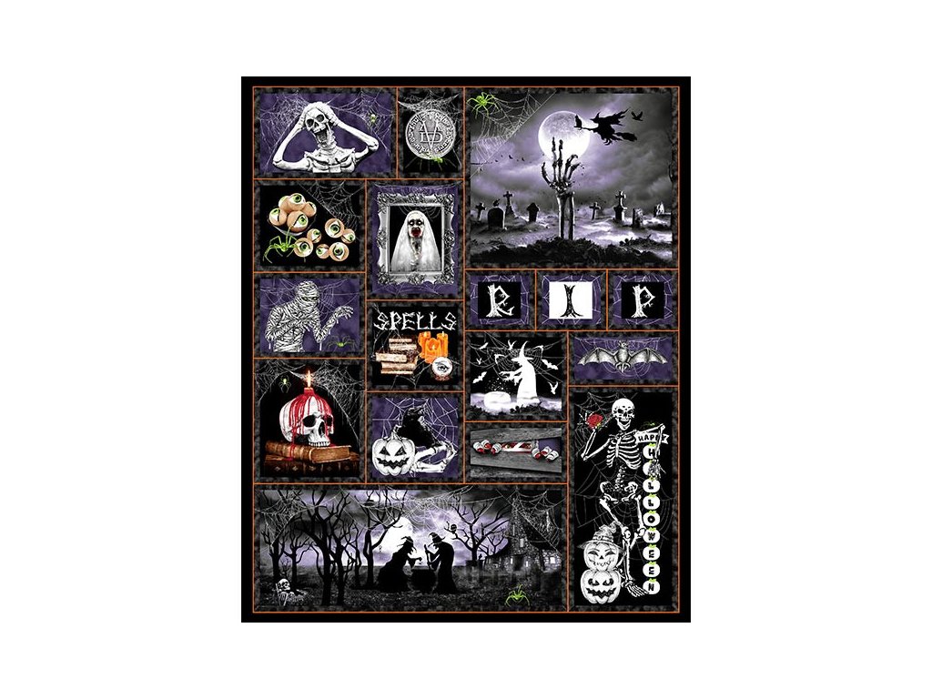 Blank Quilting 999-528 kostlivec pohodář panel velký vícebarevná bavlněná látka patchwork