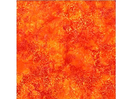 Hoffman 3372-208 bali batika oranžová bavlněná látka patchwork
