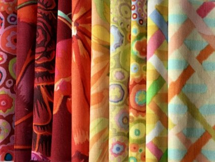 Fassett balíček žlutá a oranžová II bavlněné látky patchwork