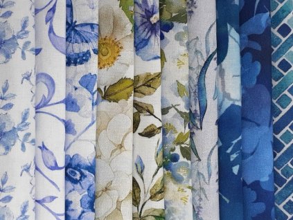 In The Beginning balíček modrá bavlněná látka patchwork