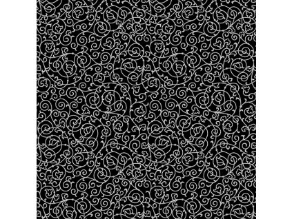 Hoffman 3296-916 Spirálky na černé vánoční stříbrotisk bavlněná látka