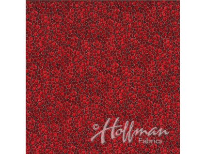 Hoffman 3290-001 Bobule červené vánoční stříbrotisk bavlněná látka