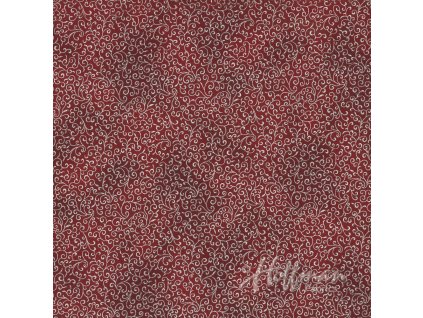 Hoffman 3290-074 Malé spirálky na červené vánoční stříbrotisk bavlněná látka
