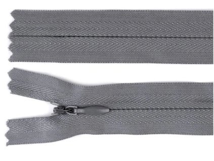 zip skryty 55cm sedy