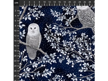 Hoffman 3903-040 Midnight Perch modrá vánoční stříbrotisk bavlněná látka
