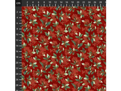 Hoffman 3298-403 Blooming Holidays vícebarevná vánoční zlatotisk bavlněná látka