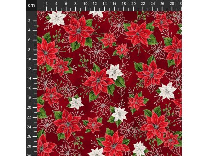 Hoffman 3298-406 Blooming Holidays vícebarevná vánoční stříbrotisk bavlněná látka