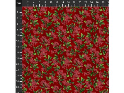 Hoffman 3298-409 Blooming Holidays vícebarevná vánoční stříbrotisk bavlněná látka