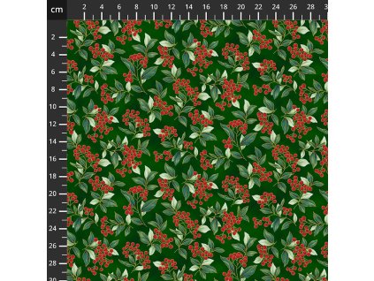 Hoffman 3298-803 Blooming Holidays vícebarevná vánoční zlatotisk bavlněná látka