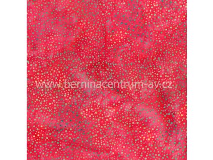 Hoffman 3019-148 bali batika puntík červená bavlněná látka patchwork