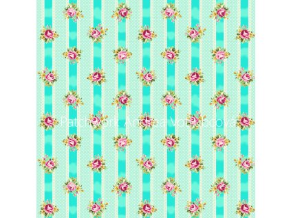 Quilt Gate 4523-356 japonská květovaná zelená bavlněná látka patchwork