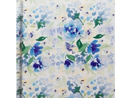 EU 999-101 Duhová květinová modrá vícebarevná bavlněná látka patchwork