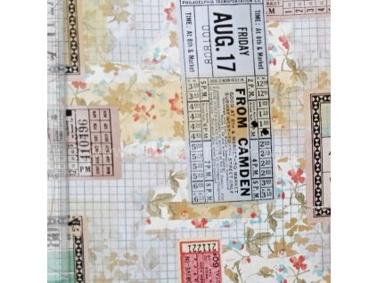 Tim Holtz Memoranda Tickets ostatní potisk vícebarevná bavlněná látka patchwork