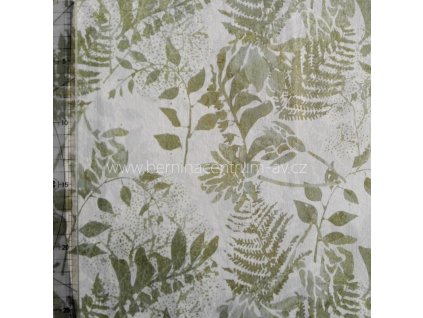 Hoffman 3360-812 bali batika bílá zelená bavlněná látka patchwork