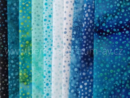 Hoffman balíček puňťa tyrkysová bali batika bavlněná látka patchwork