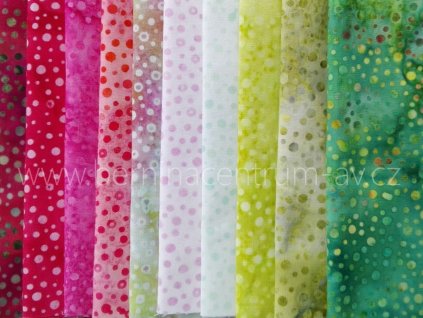 Hoffman balíček puňťa zelená růžová bali batika bavlněná látka patchwork