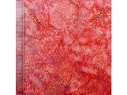 Hoffman 3019-224 bali batika puntík červená bavlněná látka patchwork