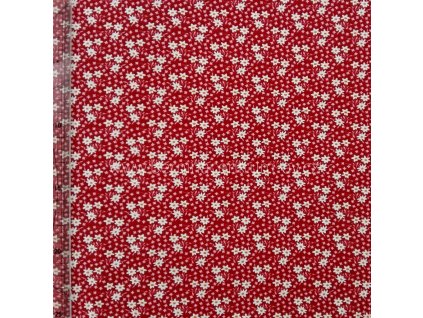 Stof 999-187 květovaná červená bavlněná látka patchwork