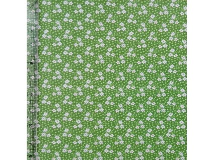 Stof 999-189 květovaná zelená bavlněná látka patchwork